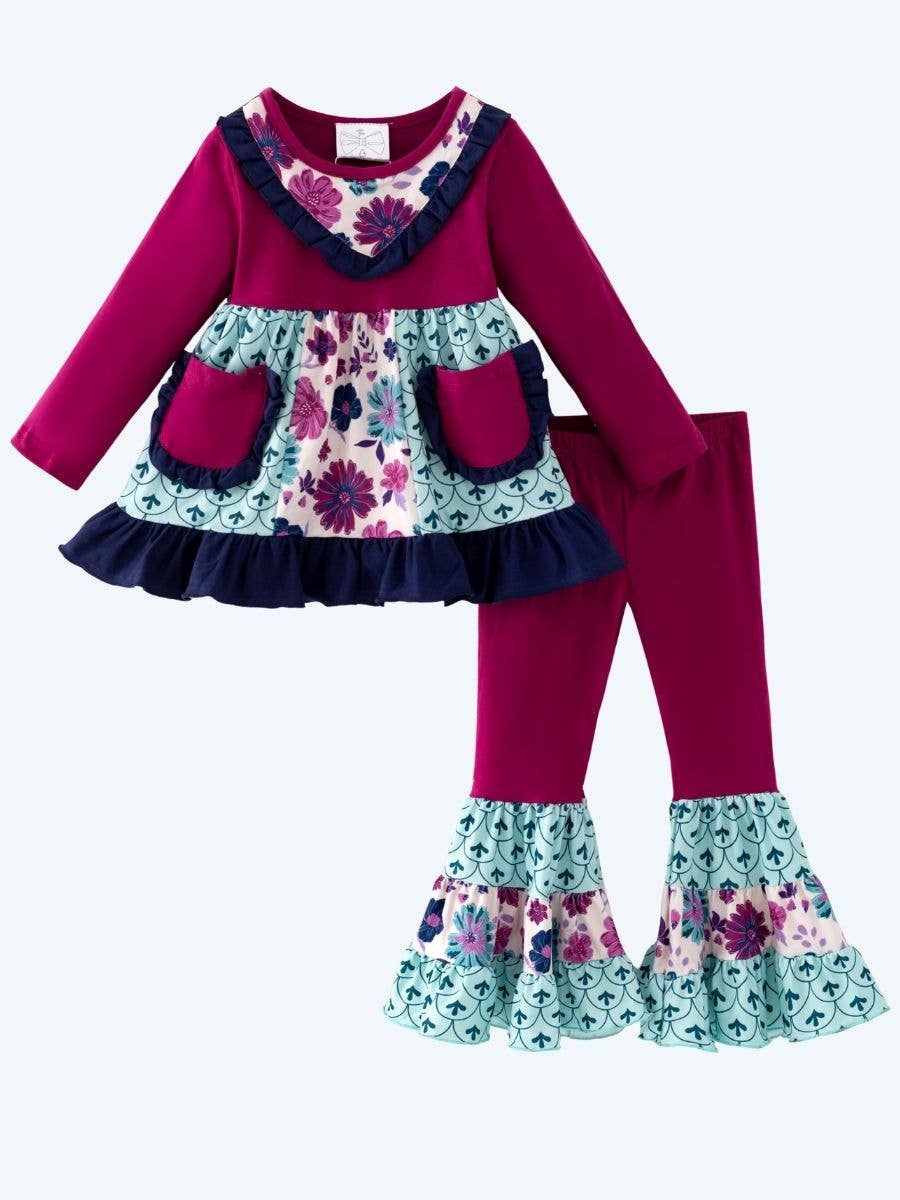Berry Bloom Ruffle Pants Set