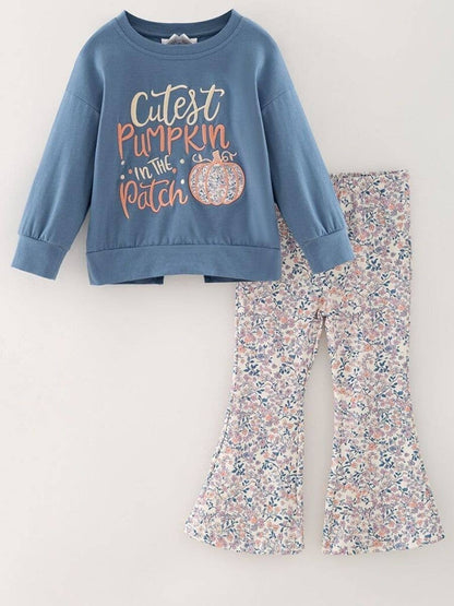 Cutest Pumpkin in the Patch Bow Back Girls Bell Bottom Set