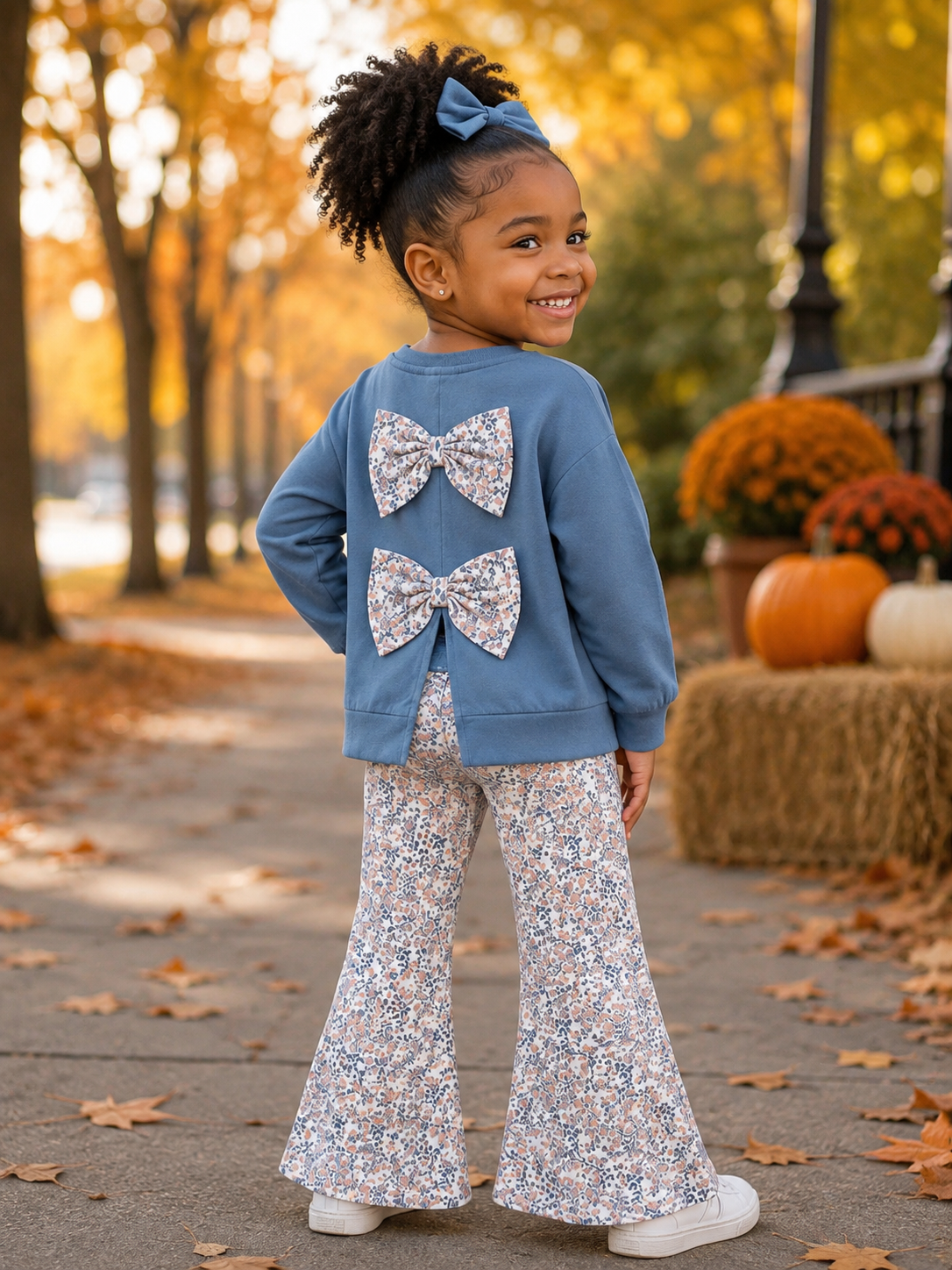Cutest Pumpkin in the Patch Bow Back Girls Bell Bottom Set