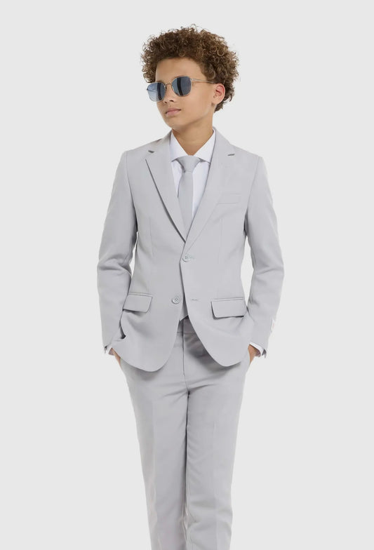 (OPPOSUITS) Boys Grey Suit includes Jacket+Pants+Tie